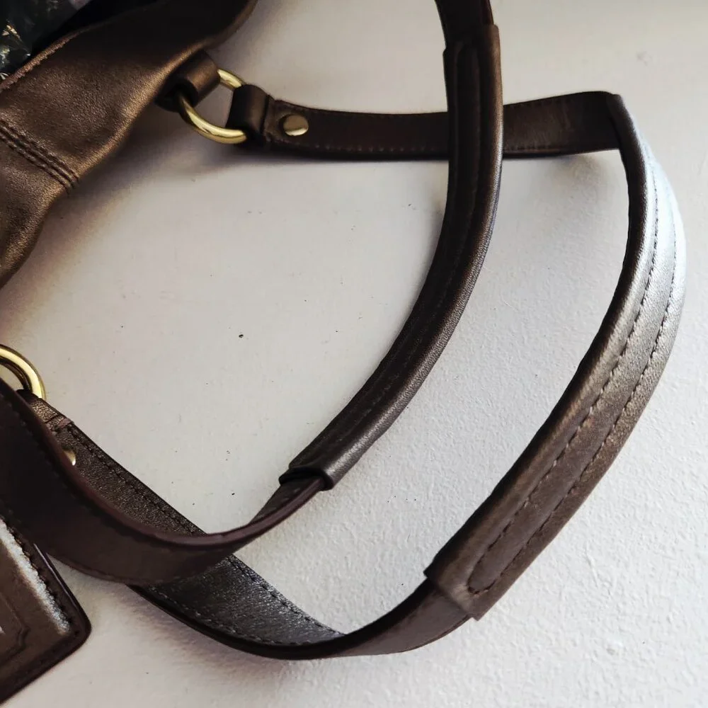 Euc Coach Ashley Bronze Leather Shoulder Bag Handbag Purse